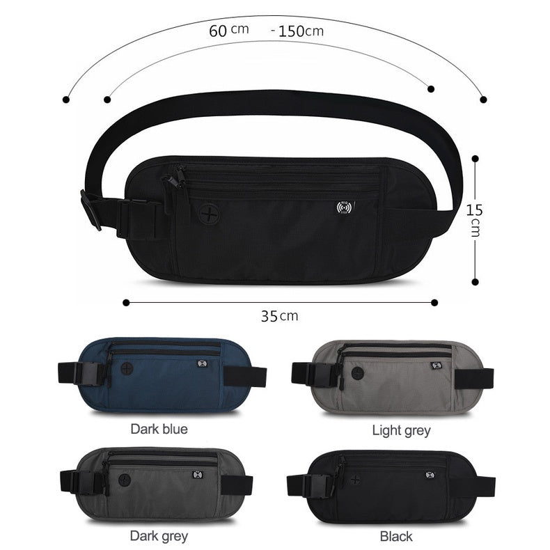 Travel Money Belt Sport Waist Wallet RFID Blocking Anti-Theft Passport for Men & Women