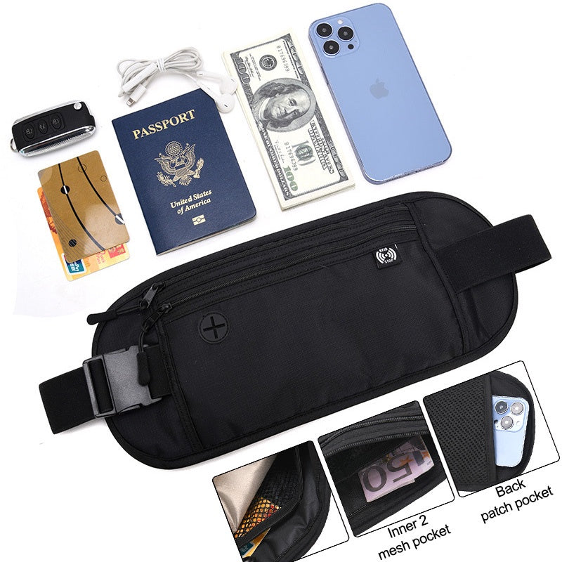 Travel Money Belt Sport Waist Wallet RFID Blocking Anti-Theft Passport for Men & Women