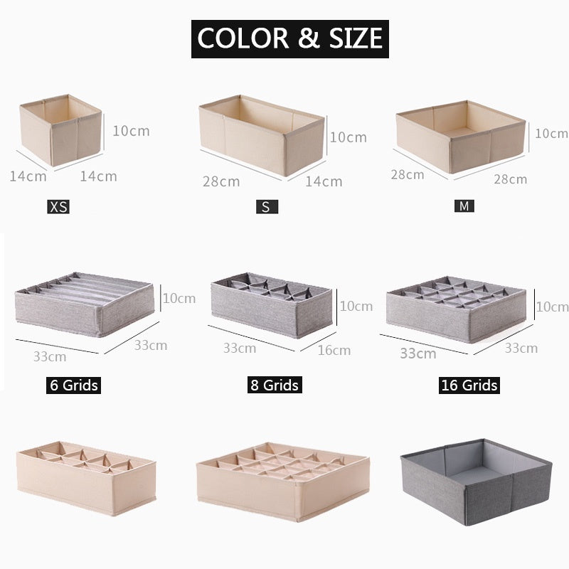 Minimalist Foldable Linen Drawer Organiser - Wardrobe Storage Box for Clothes, Undergarments | Multi-Drawer Dividers