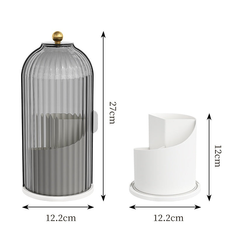 Makeup Brush Storage Box Cosmetic Table Organiser -360° Rotary Dustproof Holder With Cover