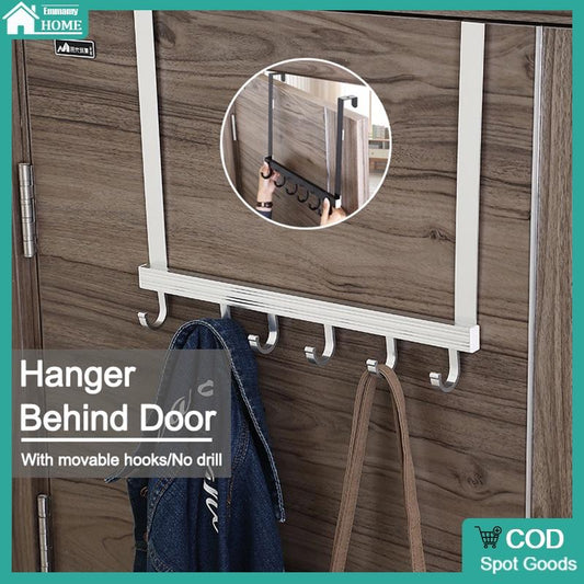 Rumahhome--Back Door Hanger with Adjustable hooks /No Drill Hanger Behind Door Hanging Belt Scarf Bag