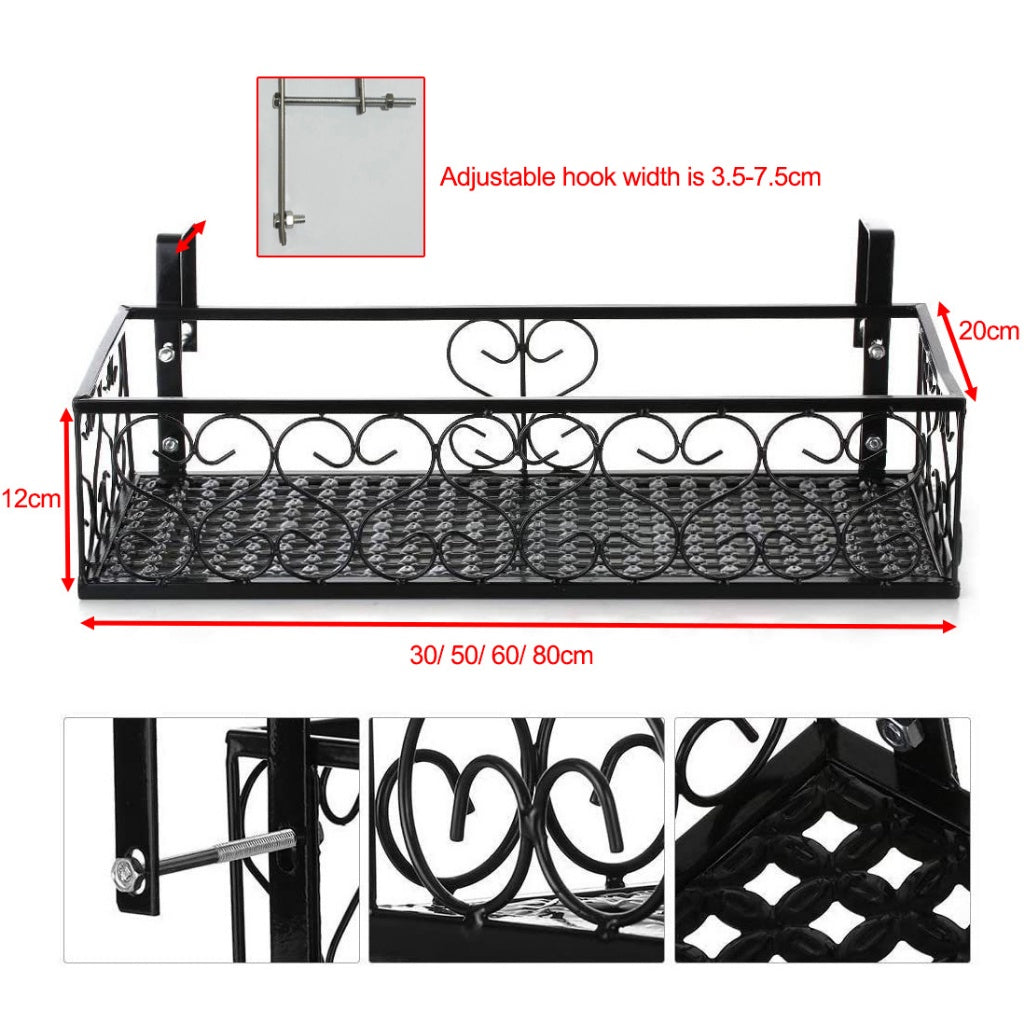 Elegant Hanging Flower Pot Rack - Stylish Balcony Planter Stand with Railing Basket | Ideal for Indoor & Outdoor Gardens