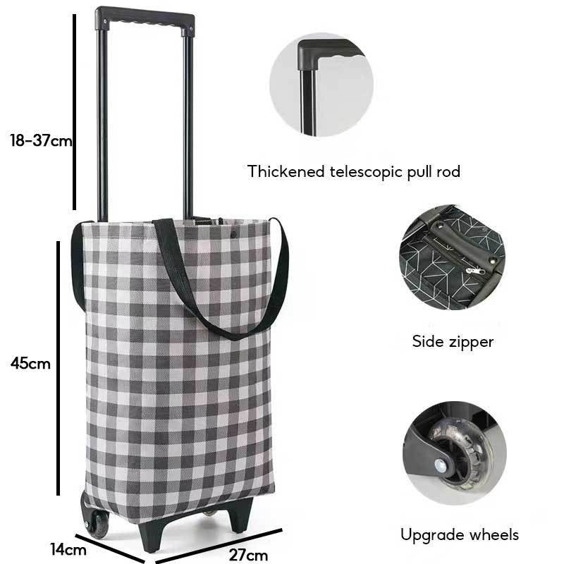 Foldable Waterproof Shopping Trolley Bag 20kg Lightweight, Wheeled Grocery Cart for Market & Supermarket
