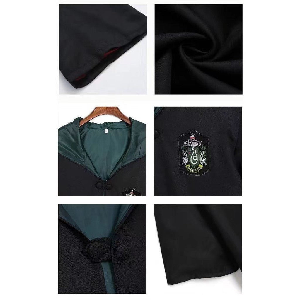 Harry Potter Cloak Cape Costume Set Gift-Adult Kids Gryffindor Slytherin Hufflepuff Halloween Cosplay-Glasses,Tie