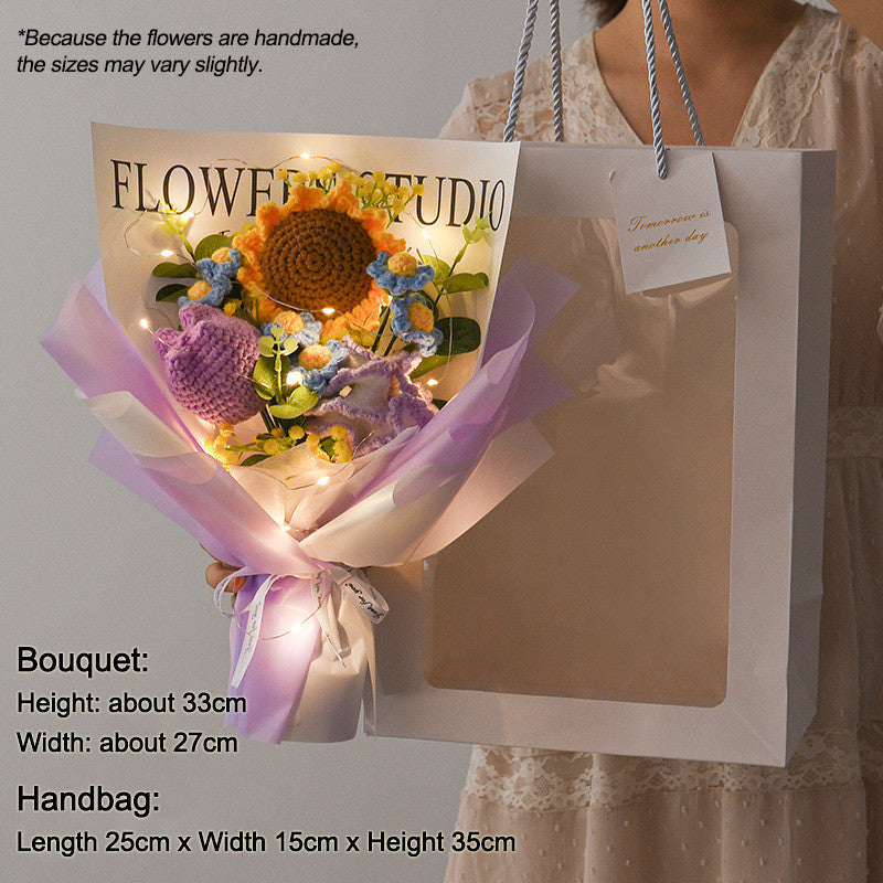 Sunflower Crochet Flowers Handmade Eternal Bouquets for Wedding House Warming Graduation Gifts