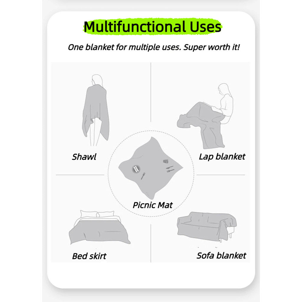 Outdoor Picnic Camping Mat Foldable Tablecloth INS White Blanket For Lawn Beach Travel, Car