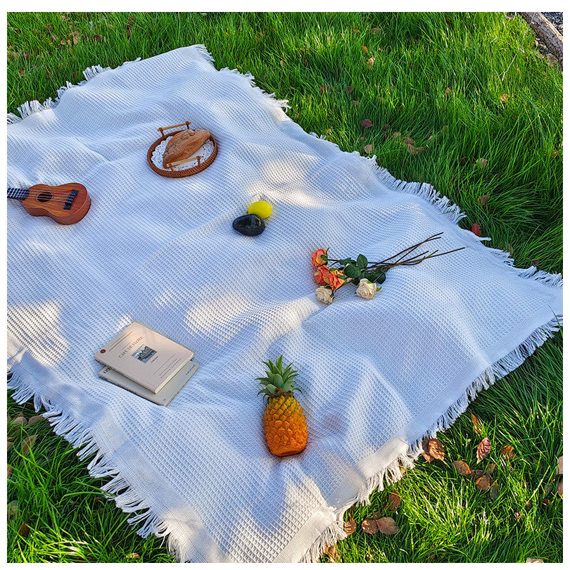 Outdoor Picnic Camping Mat Foldable Tablecloth INS White Blanket For Lawn Beach Travel, Car