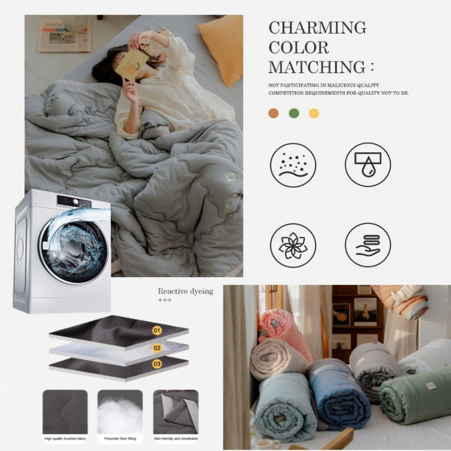 Japanese Minimalist Aircon Quilt - Super Soft Cotton Comforter | Single/Queen/King | Washable Lightweight Blanket