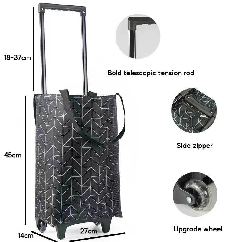 Foldable Waterproof Shopping Trolley Bag 20kg Lightweight, Wheeled Grocery Cart for Market & Supermarket