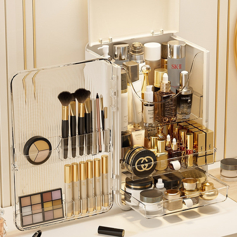 Luxury Clear Cosmetic Table Organiser - Dustproof Transparent Makeup Storage Box Desktop Organiser