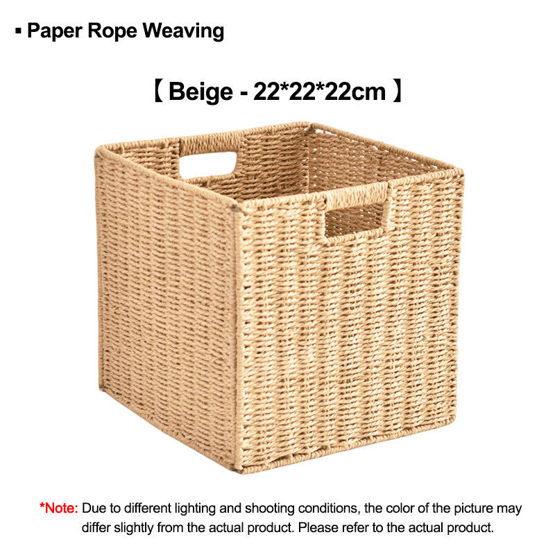 Foldable Rattan Basket - Hand-Woven Storage Solution | Stylish Toy & Clothing Organizer - Eco-Friendly Design