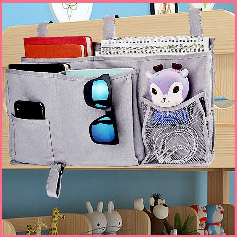 Multi-Pocket Bedside Hanging Bag | Organiser for Diapers, Bottles, Phone, Magazine | Fits Chair Bunks Cabin SG