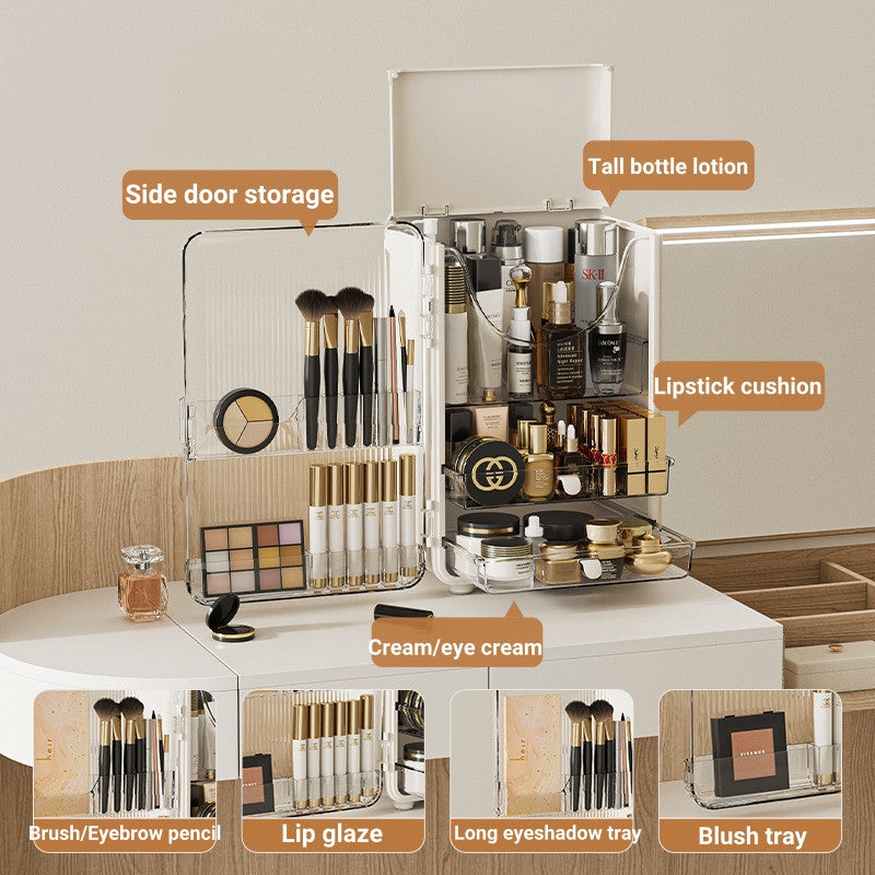 Luxury Clear Cosmetic Table Organiser - Dustproof Transparent Makeup Storage Box Desktop Organiser