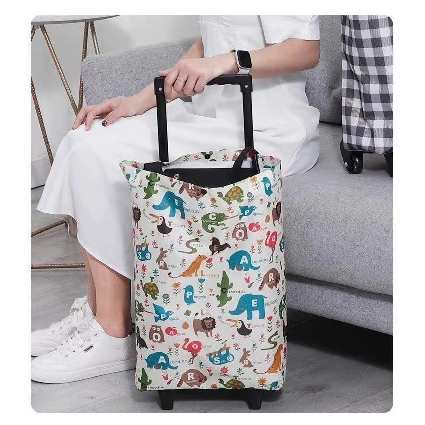 Foldable Waterproof Shopping Trolley Bag 20kg Lightweight, Wheeled Grocery Cart for Market & Supermarket