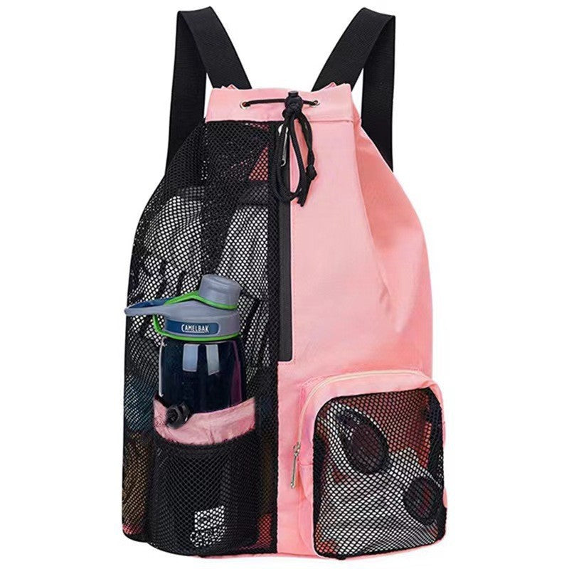 Waterproof Swim Backpack - Mesh Gym Beach Storage Bag Wet Dry Separate, Durable Nylon Drawstring for Travel & Sports