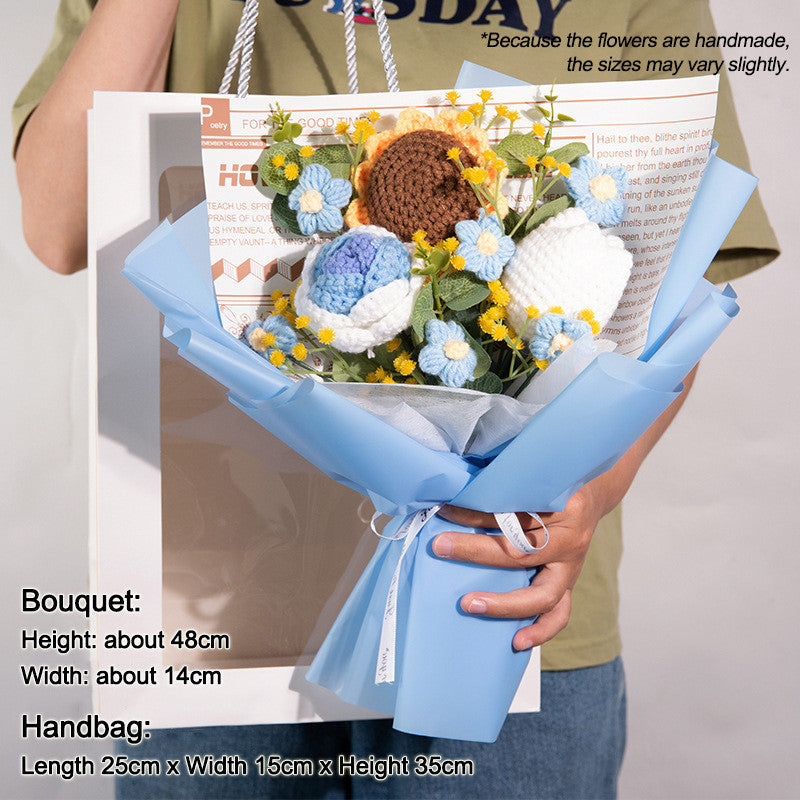 Sunflower Crochet Flowers Handmade Eternal Bouquets for Wedding House Warming Graduation Gifts