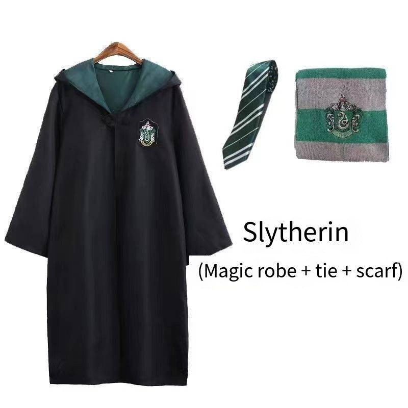 Harry Potter Cloak Cape Costume Set Gift-Adult Kids Gryffindor Slytherin Hufflepuff Halloween Cosplay-Glasses,Tie