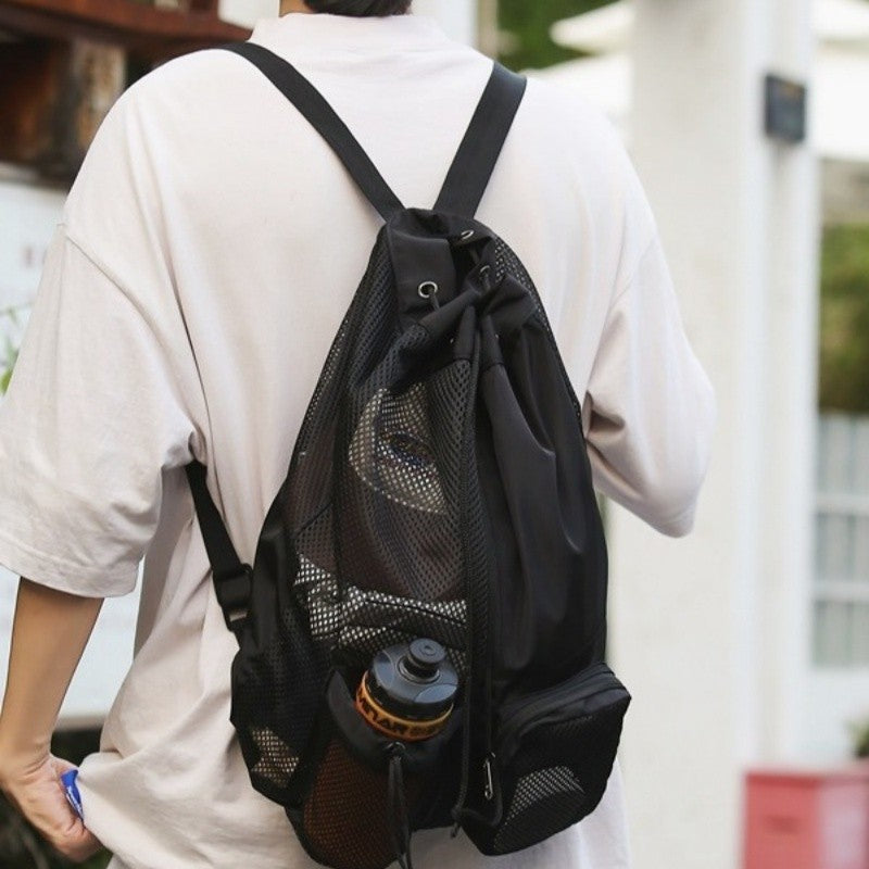 Waterproof Swim Backpack - Mesh Gym Beach Storage Bag Wet Dry Separate, Durable Nylon Drawstring for Travel & Sports
