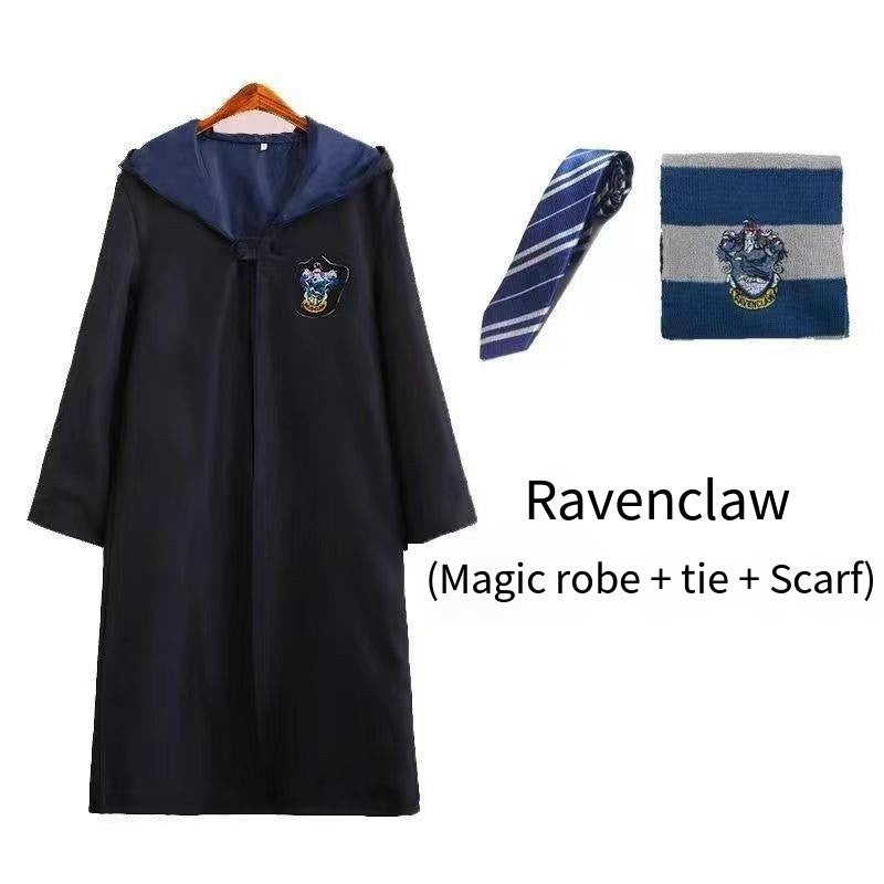 Harry Potter Cloak Cape Costume Set Gift-Adult Kids Gryffindor Slytherin Hufflepuff Halloween Cosplay-Glasses,Tie