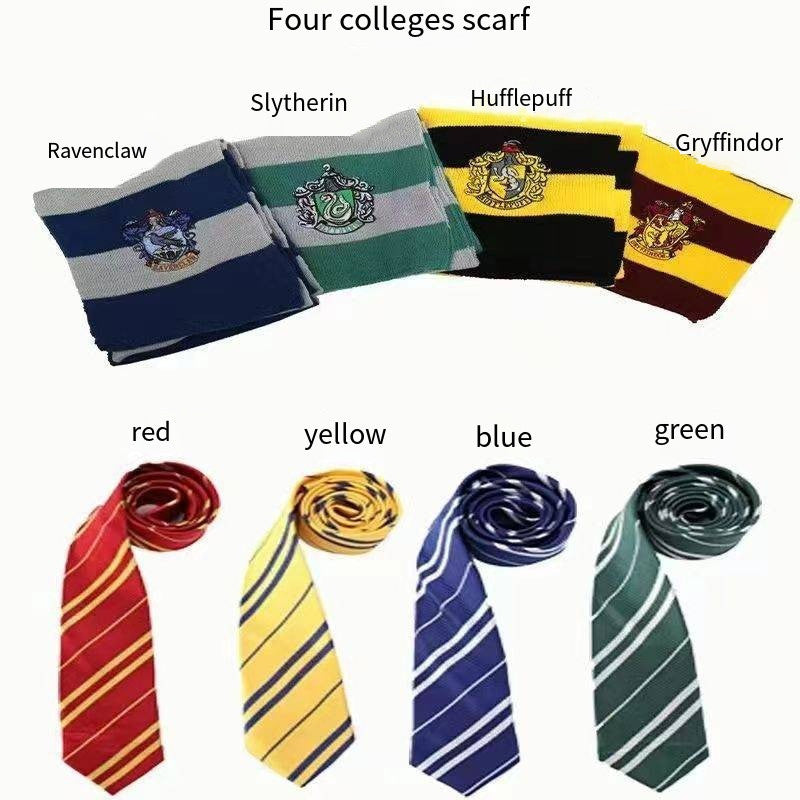 Harry Potter Cloak Cape Costume Set Gift-Adult Kids Gryffindor Slytherin Hufflepuff Halloween Cosplay-Glasses,Tie
