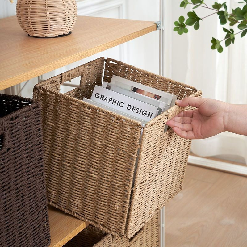 Foldable Rattan Basket - Hand-Woven Storage Solution | Stylish Toy & Clothing Organizer - Eco-Friendly Design
