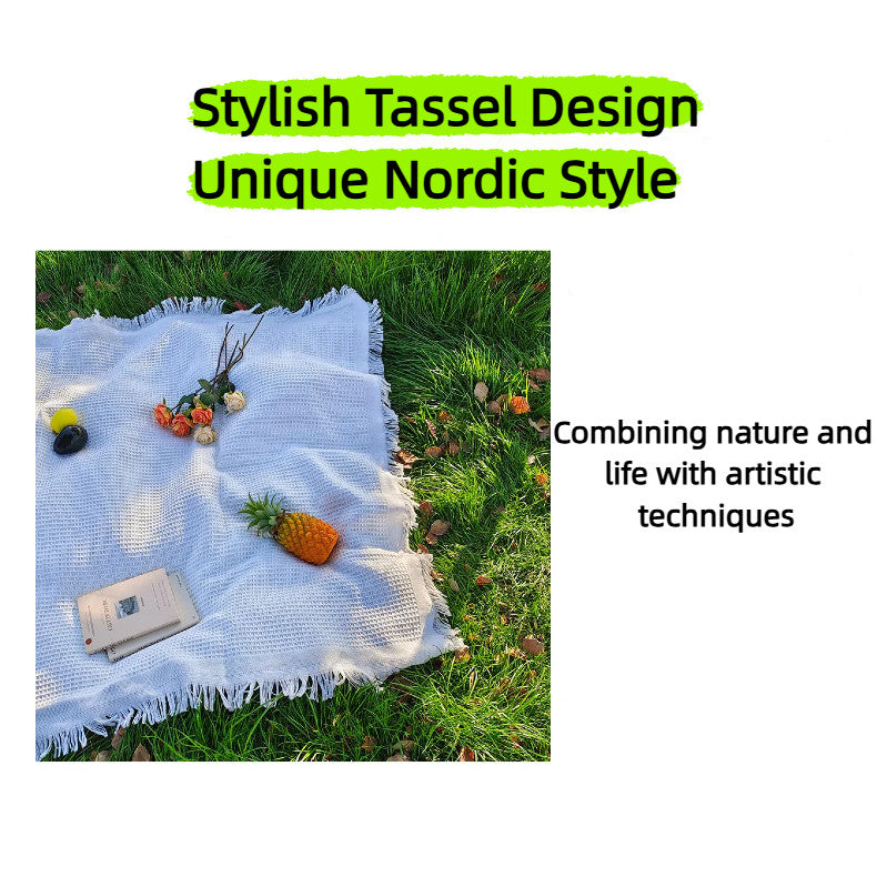 Outdoor Picnic Camping Mat Foldable Tablecloth INS White Blanket For Lawn Beach Travel, Car