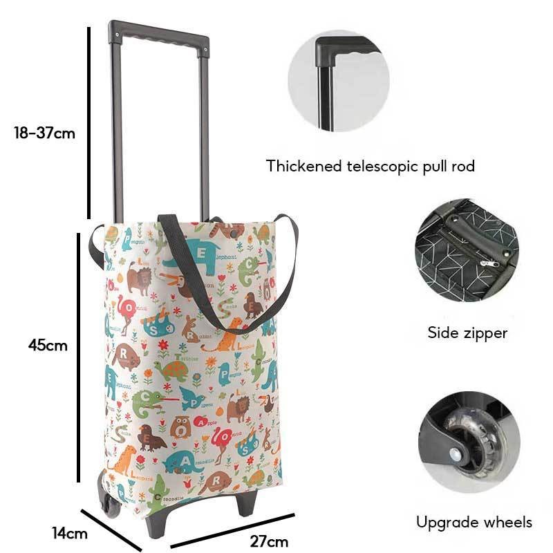 Foldable Waterproof Shopping Trolley Bag 20kg Lightweight, Wheeled Grocery Cart for Market & Supermarket