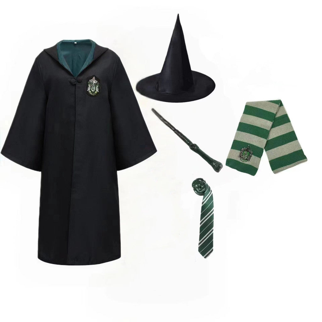 Harry Potter Cloak Cape Costume Set Gift-Adult Kids Gryffindor Slytherin Hufflepuff Halloween Cosplay-Glasses,Tie