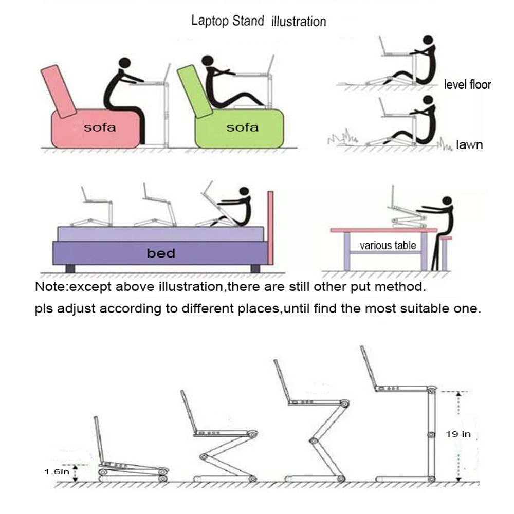 Foldable Adjustable Laptop Stand with Vented Aluminum, Portable for Desk & Bed, Tablet Stand