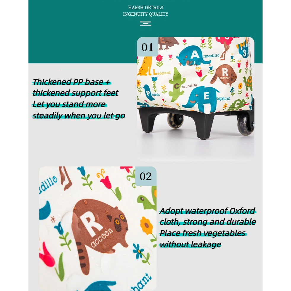 Foldable Waterproof Shopping Trolley Bag 20kg Lightweight, Wheeled Grocery Cart for Market & Supermarket