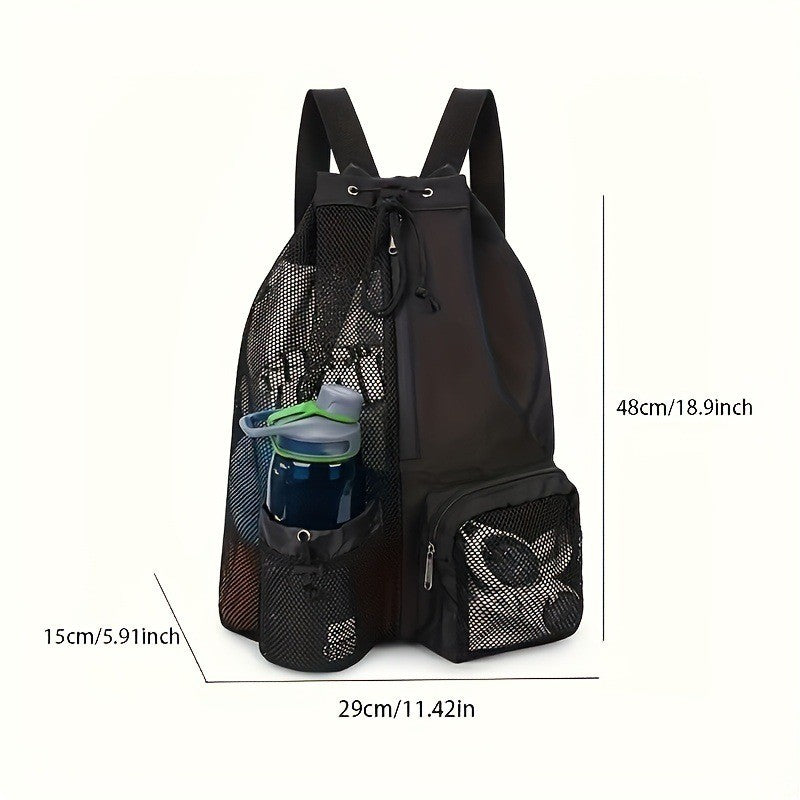 Waterproof Swim Backpack - Mesh Gym Beach Storage Bag Wet Dry Separate, Durable Nylon Drawstring for Travel & Sports