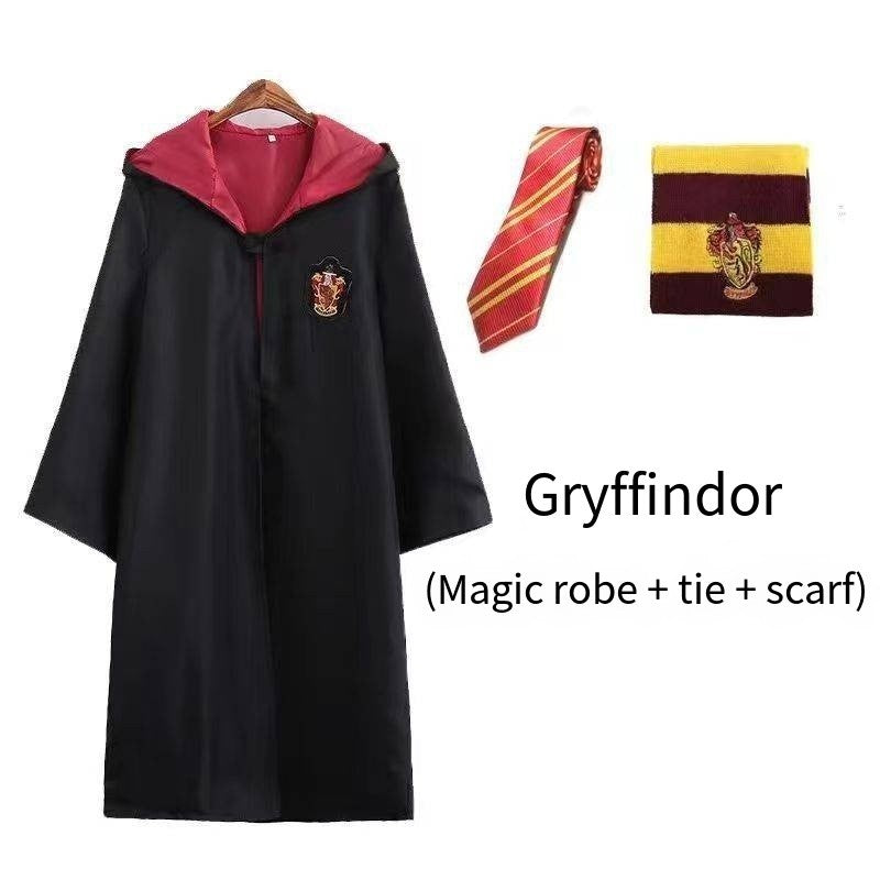 Harry Potter Cloak Cape Costume Set Gift-Adult Kids Gryffindor Slytherin Hufflepuff Halloween Cosplay-Glasses,Tie