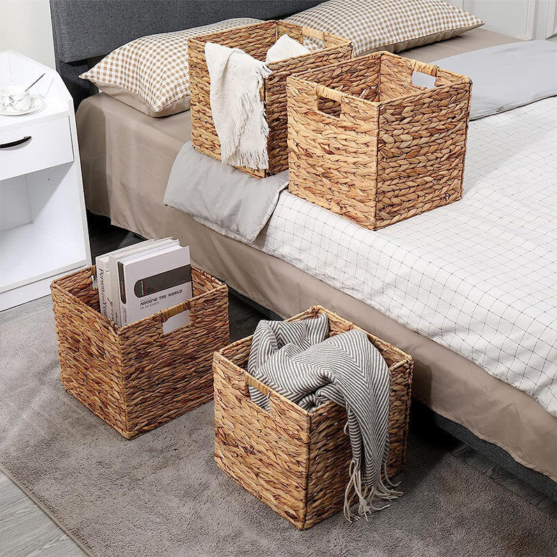 Foldable Rattan Basket - Hand-Woven Storage Solution | Stylish Toy & Clothing Organizer - Eco-Friendly Design
