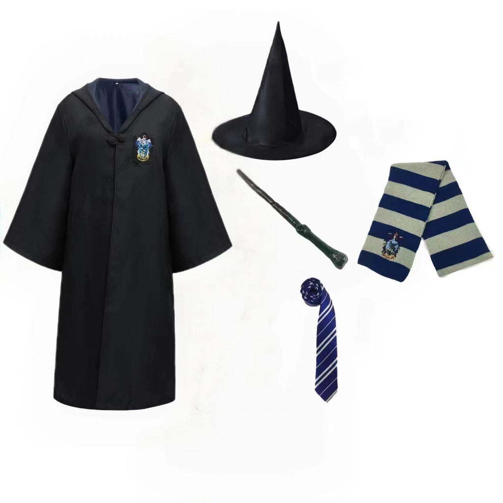 Harry Potter Cloak Cape Costume Set Gift-Adult Kids Gryffindor Slytherin Hufflepuff Halloween Cosplay-Glasses,Tie