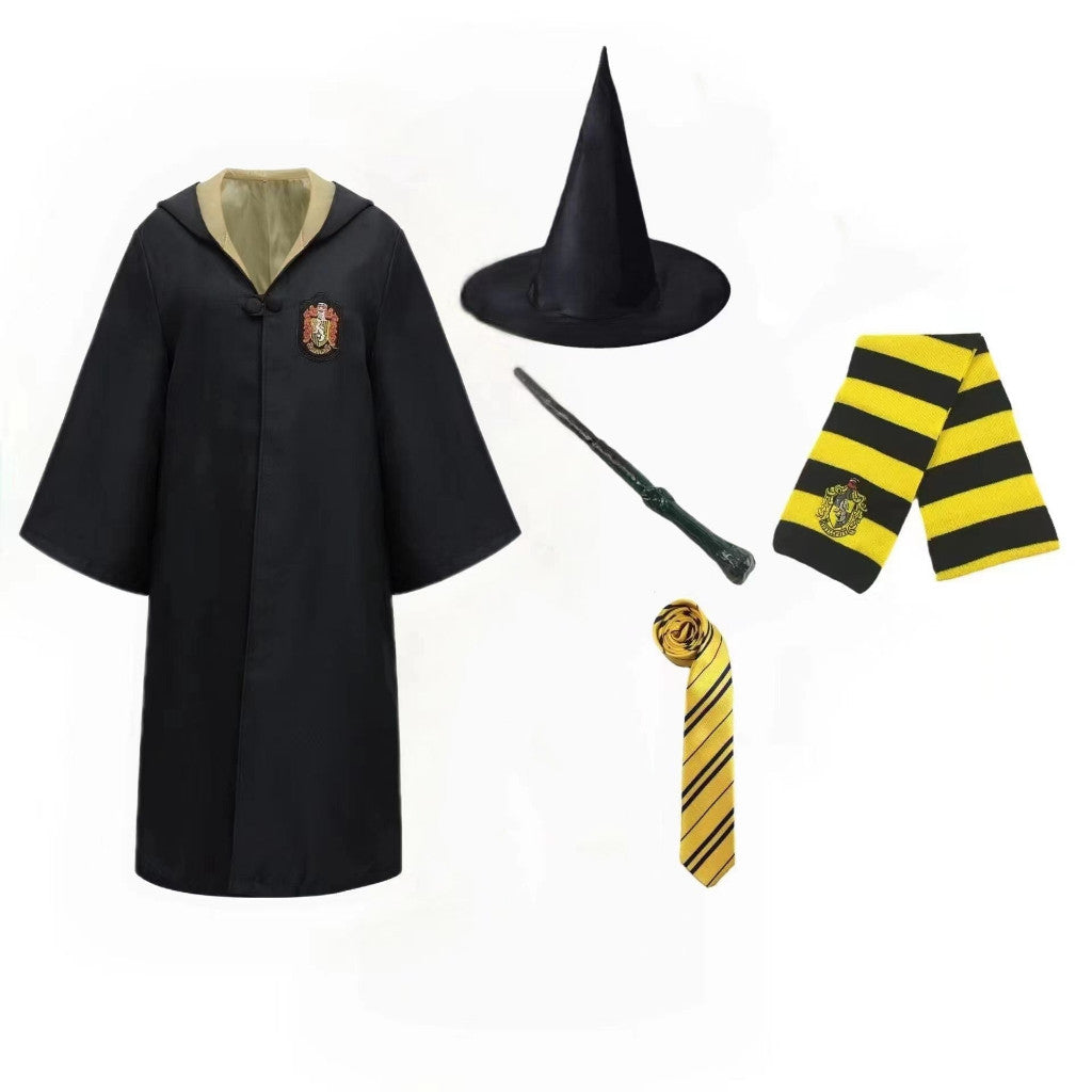 Harry Potter Cloak Cape Costume Set Gift-Adult Kids Gryffindor Slytherin Hufflepuff Halloween Cosplay-Glasses,Tie