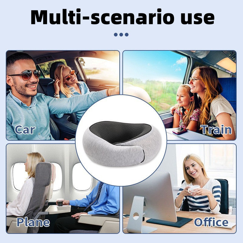Orthopedic Memory Foam Neck Pillow - Travel & Office Support Relieves Spine Pressure Portable for Airplane Nap Sleeping
