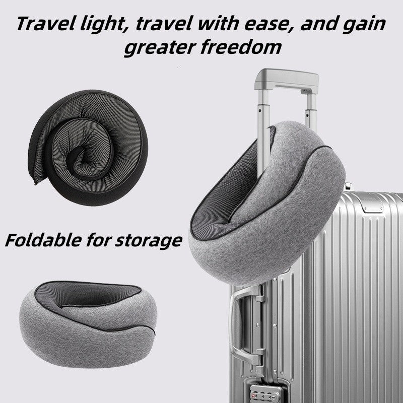 Orthopedic Memory Foam Neck Pillow - Travel & Office Support Relieves Spine Pressure Portable for Airplane Nap Sleeping