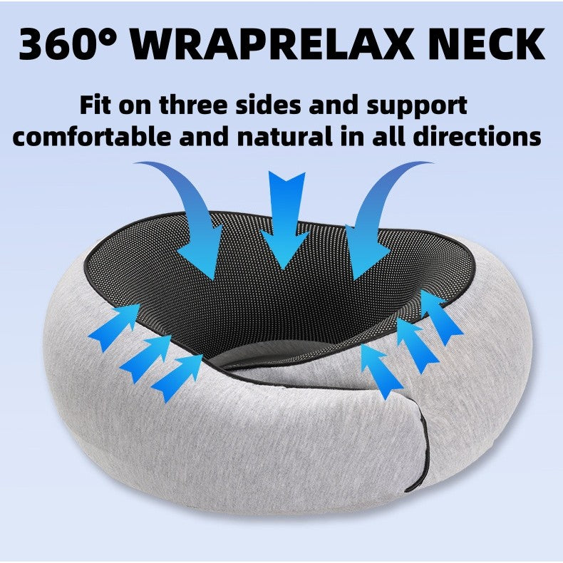 Orthopedic Memory Foam Neck Pillow - Travel & Office Support Relieves Spine Pressure Portable for Airplane Nap Sleeping