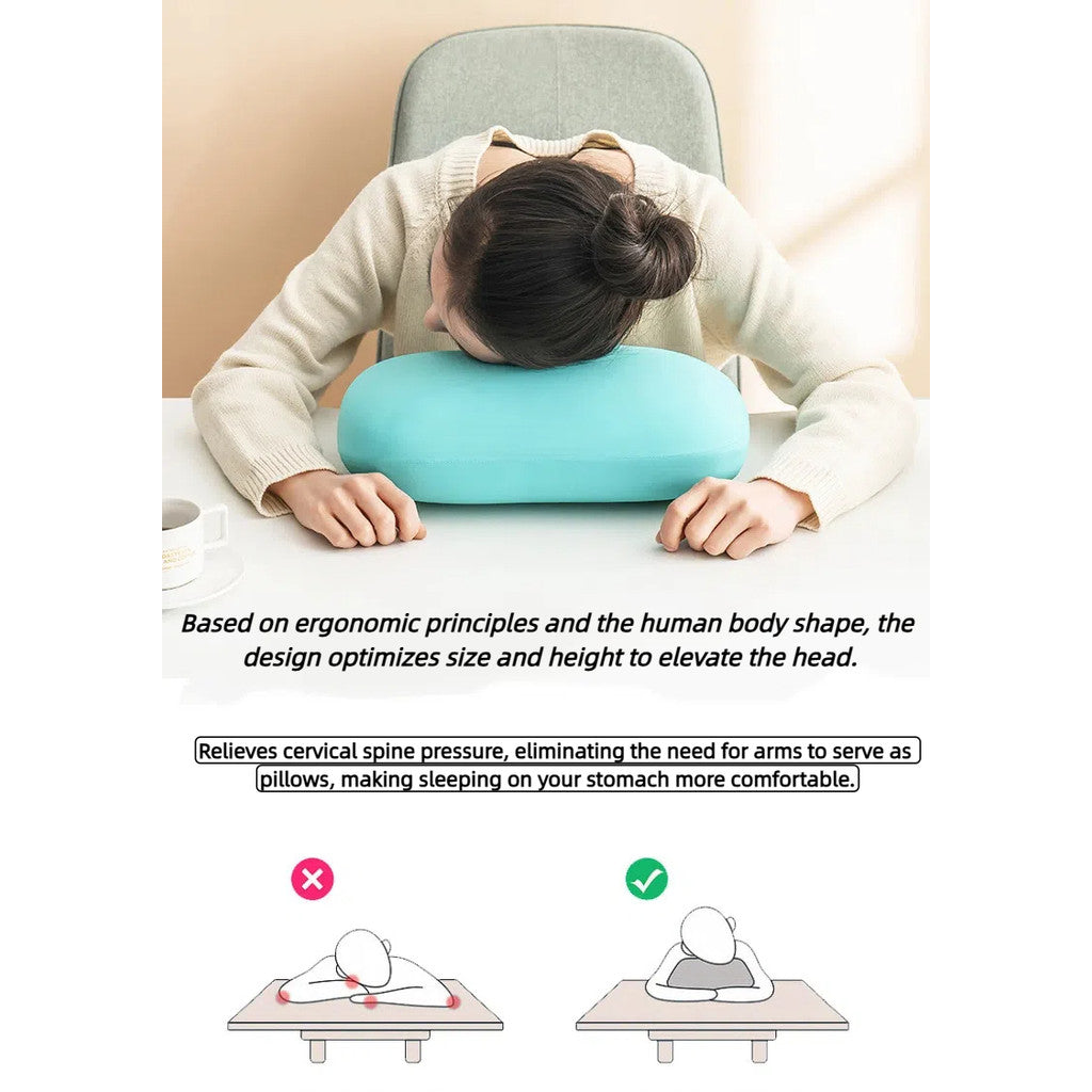 Portable Memory Foam Pillow Nap Support for Office/Travel/Student, Soft Cooling Lumbar Cushion Camping Pillow