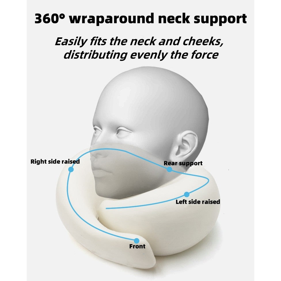 Orthopedic Memory Foam Neck Pillow - Travel & Office Support Relieves Spine Pressure Portable for Airplane Nap Sleeping