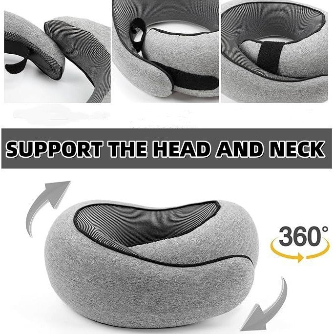 Orthopedic Memory Foam Neck Pillow - Travel & Office Support Relieves Spine Pressure Portable for Airplane Nap Sleeping
