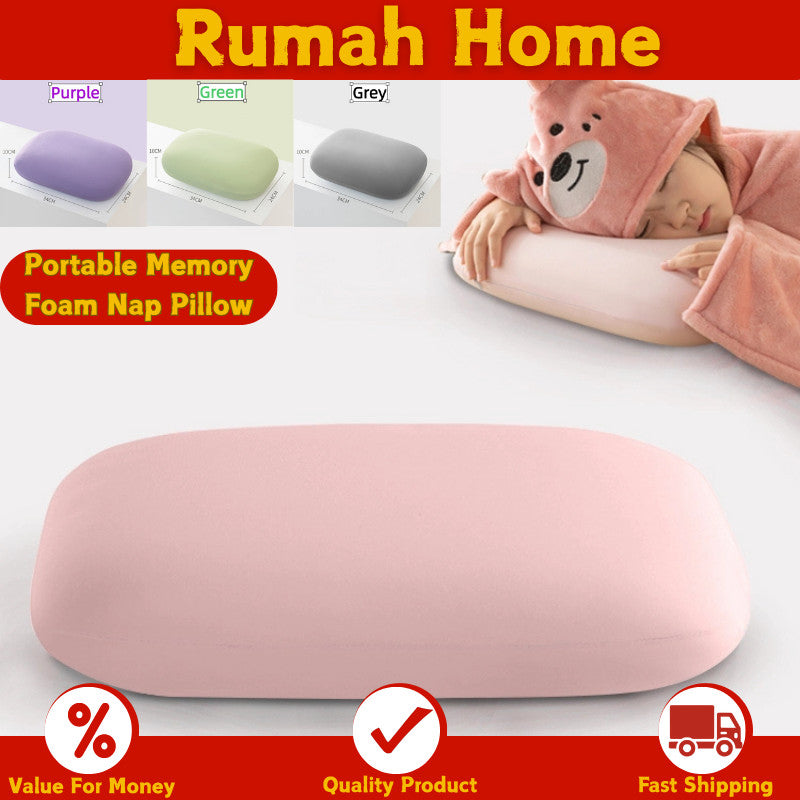 Portable Memory Foam Pillow Nap Support for Office/Travel/Student, Soft Cooling Lumbar Cushion Camping Pillow