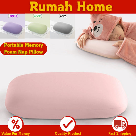 Portable Memory Foam Pillow Nap Support for Office/Travel/Student, Soft Cooling Lumbar Cushion Camping Pillow