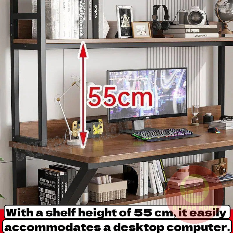Computer Table With Book Shelf Storage Rack Student Study Table Writing Desk Home Office