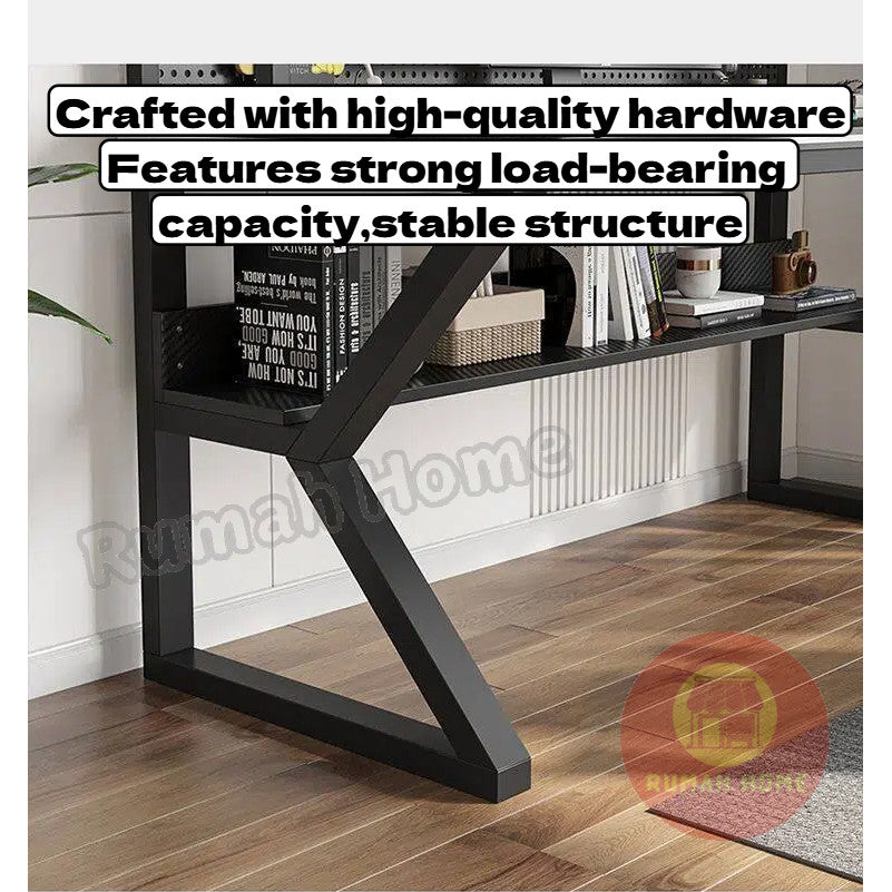 Computer Table With Book Shelf Storage Rack Student Study Table Writing Desk Home Office