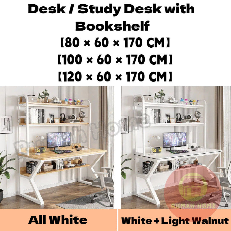 Computer Table With Book Shelf Storage Rack Student Study Table Writing Desk Home Office