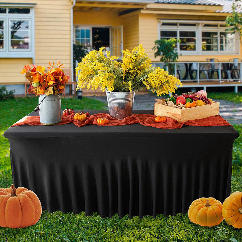 4/6/8ft Tablecloth Rectangular & Skirt Ruffle Style Conference Hotel Wedding Party Decoration Table Cloth Cover