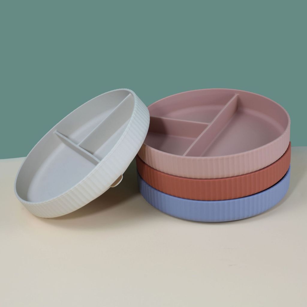 Silicone Suction Divided Plate For Baby Kids Feeding  Food Grade Silicone