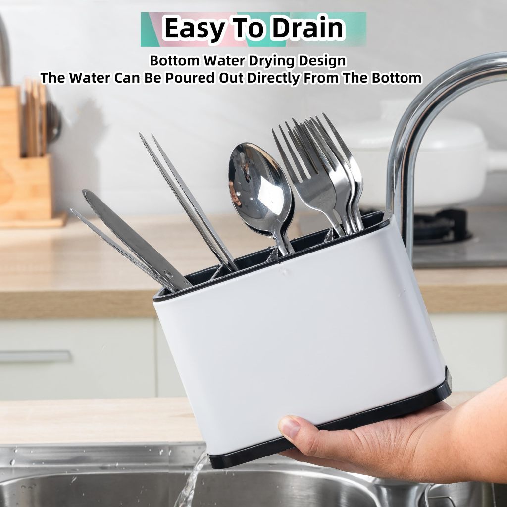 Kitchen Storage Stainless Steel Utensil Knife Cutlery Holder Organiser -Spoon Fork Chopsticks Water Drainer