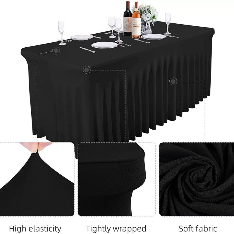4/6/8ft Tablecloth Rectangular & Skirt Ruffle Style Conference Hotel Wedding Party Decoration Table Cloth Cover